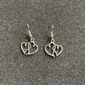 Silver double heart earrings